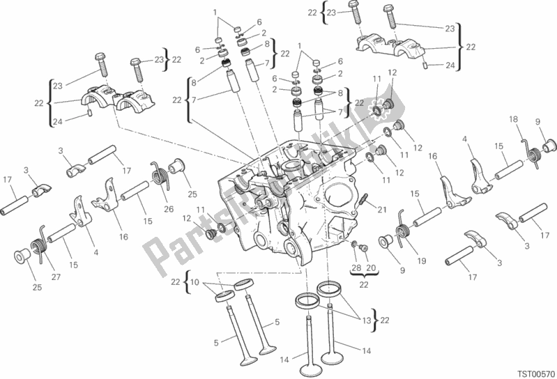 All parts for the Vertical Head of the Ducati Hypermotard 939 Thailand 2017